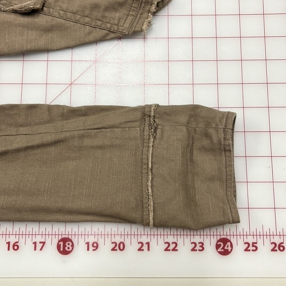 FREE PEOPLE Boho Waterfall Open Front Linen Buckle Raw Hem Distressed Jacket XS - Picture 12 of 16